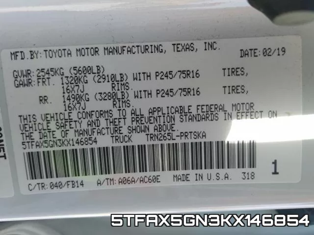 5TFAX5GN3KX146854 фото 2