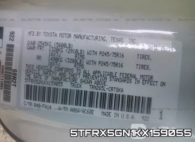 5TFRX5GN1KX159055 фото 10
