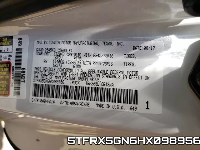 5TFRX5GN6HX098956 фото 2
