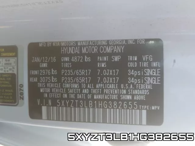 5XYZT3LB1HG382655 фото 2