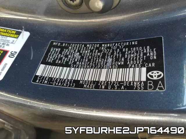 5YFBURHE2JP764490 фото 2