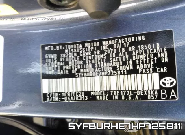 5YFBURHE7HP725811 фото 10