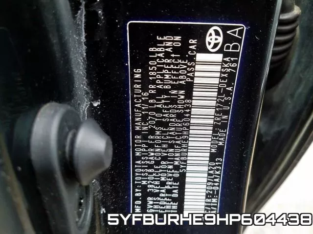 5YFBURHE9HP604438 фото 2