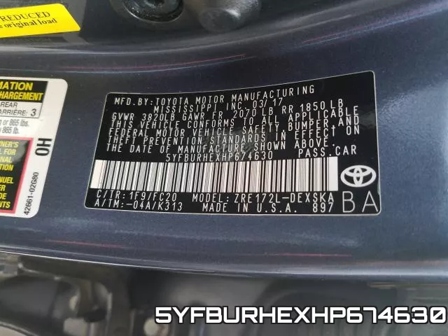 5YFBURHEXHP674630 фото 2