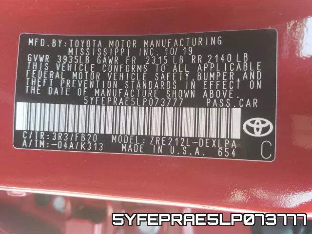 5YFEPRAE5LP073777 фото 2