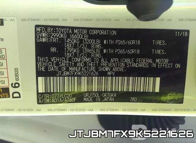 JTJBM7FX9K5221626 фото 10