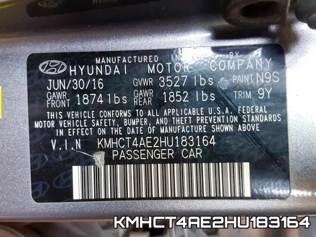 KMHCT4AE2HU183164 фото 2