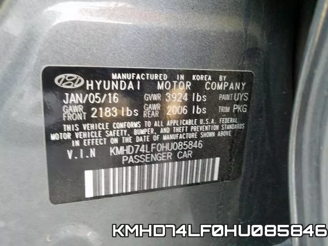 KMHD74LF0HU085846 фото 2