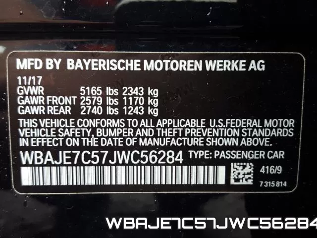 WBAJE7C57JWC56284 фото 2