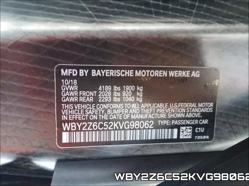 WBY2Z6C52KVG98062 фото 2