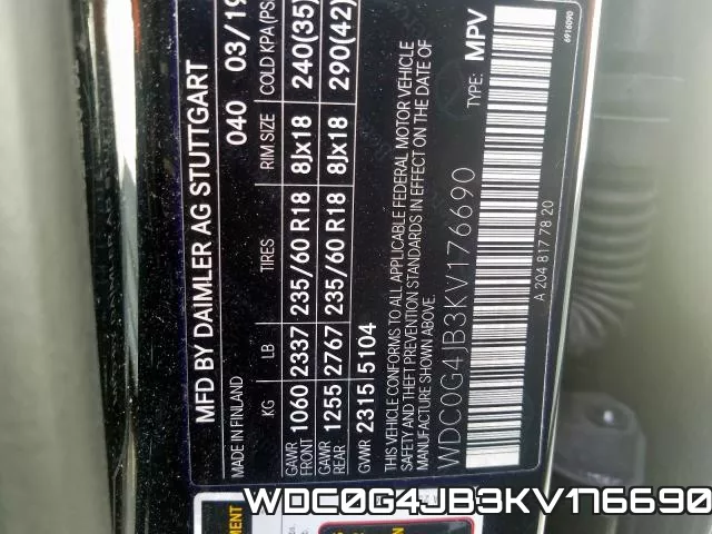 WDC0G4JB3KV176690 фото 2