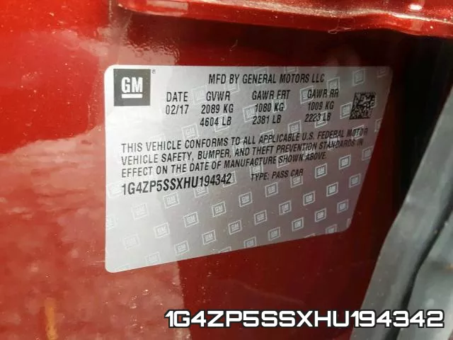 1G4ZP5SSXHU194342 фото 2