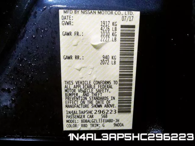 1N4AL3AP5HC296223 фото 2