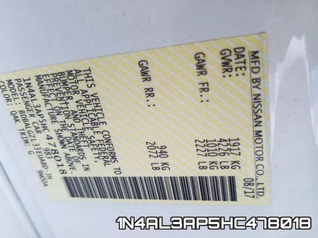 1N4AL3AP5HC478018 фото 2