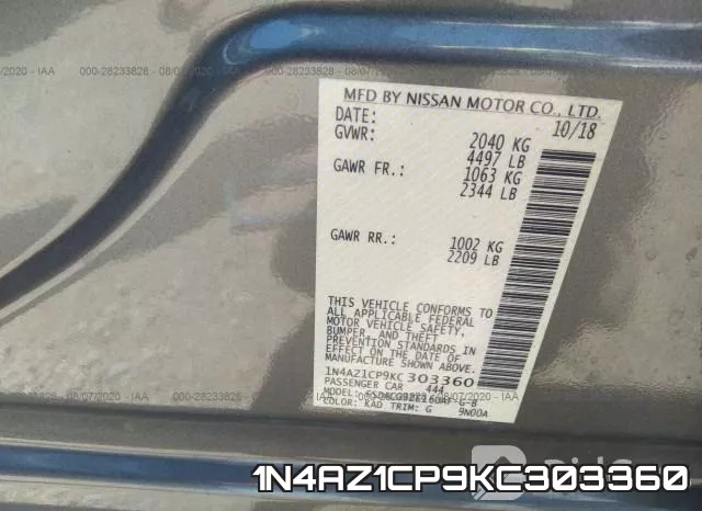 1N4AZ1CP9KC303360 фото 10