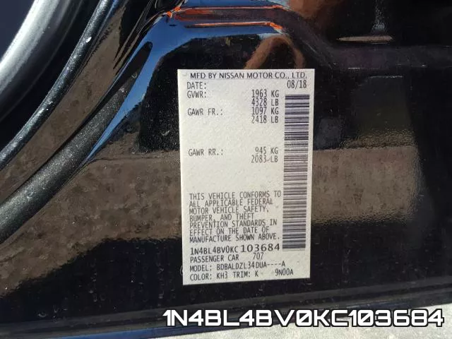 1N4BL4BV0KC103684 фото 2