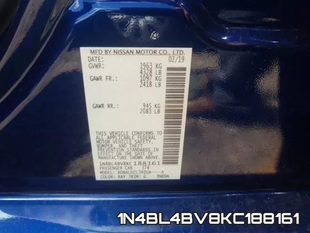 1N4BL4BV8KC188161 фото 2