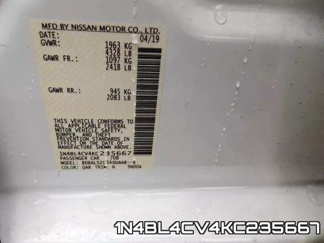 1N4BL4CV4KC235667 фото 2