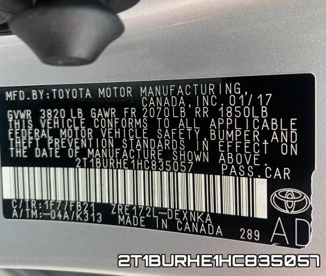 2T1BURHE1HC835057 фото 2