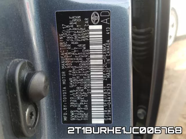 2T1BURHE1JC006768 фото 2