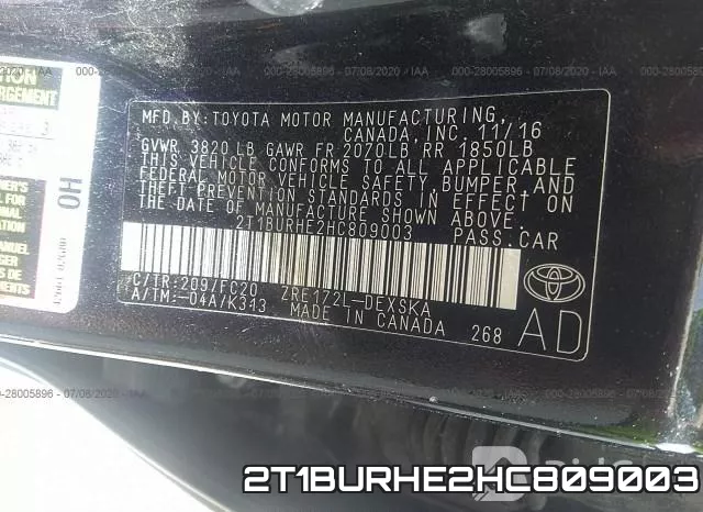 2T1BURHE2HC809003 фото 10