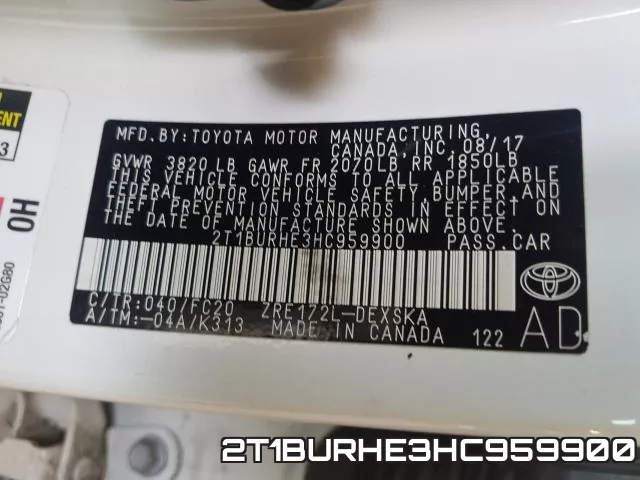 2T1BURHE3HC959900 фото 2