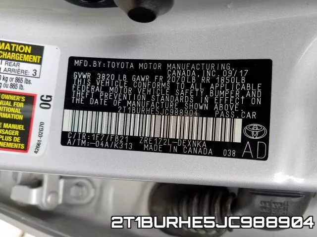 2T1BURHE5JC988904 фото 2
