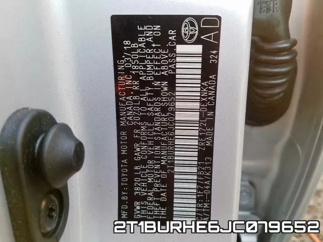 2T1BURHE6JC079652 фото 2