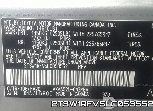 2T3W1RFV5LC053552 фото 10