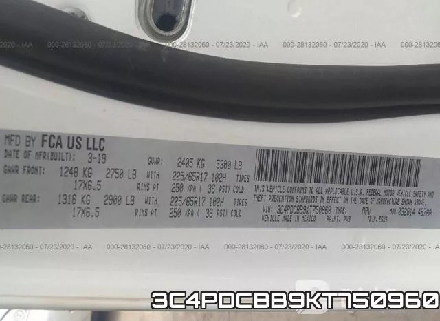 3C4PDCBB9KT750960 фото 10