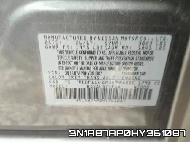 3N1AB7AP0HY361087 фото 2