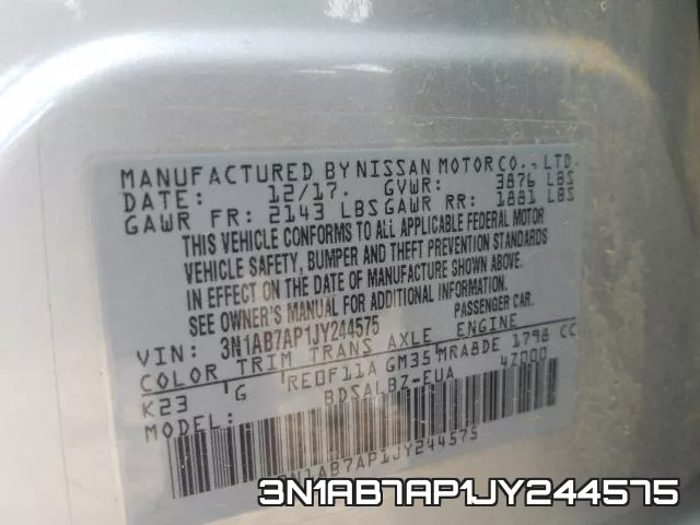 3N1AB7AP1JY244575 фото 2