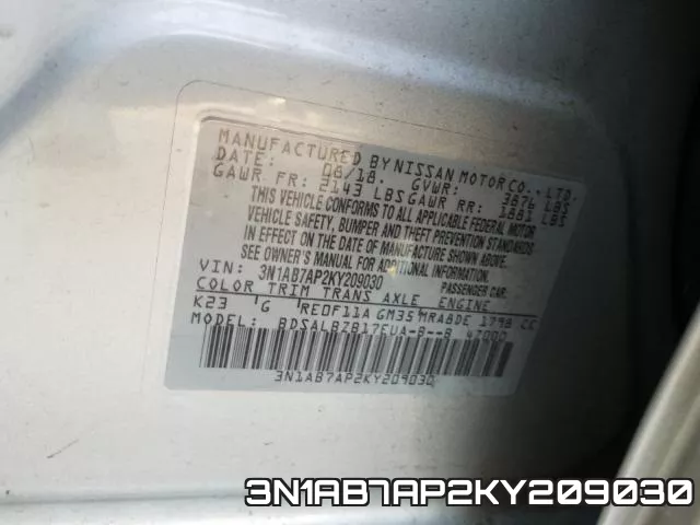 3N1AB7AP2KY209030 фото 2