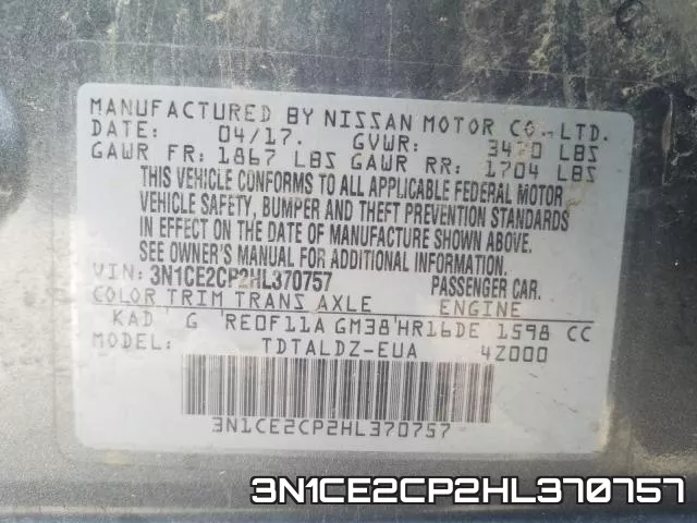 3N1CE2CP2HL370757 фото 2