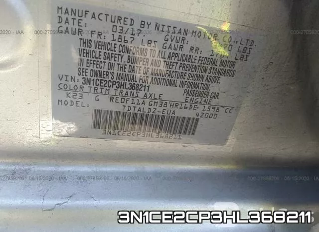 3N1CE2CP3HL368211 фото 10