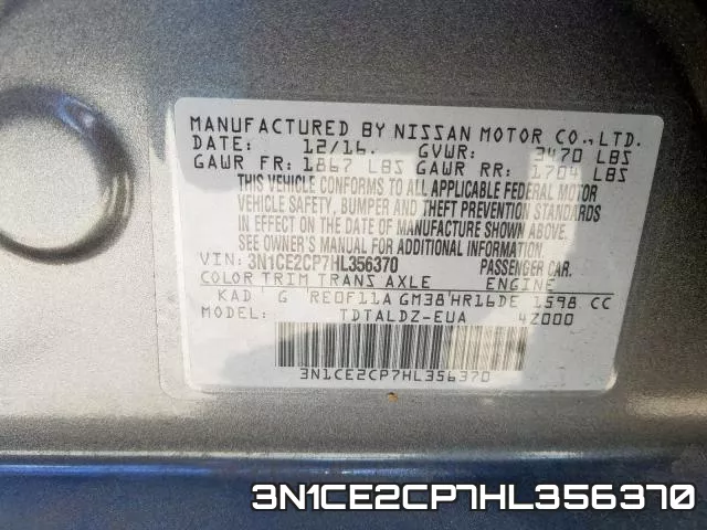 3N1CE2CP7HL356370 фото 2