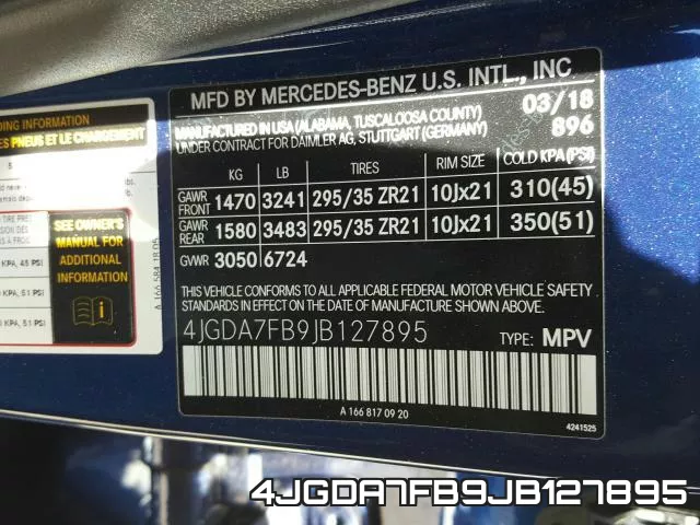 4JGDA7FB9JB127895 фото 2