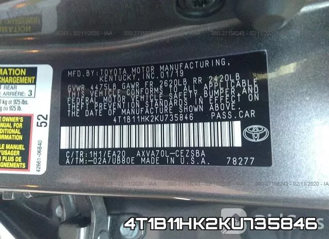 4T1B11HK2KU735846 фото 10