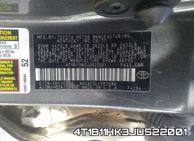 4T1B11HK3JU522001 фото 10