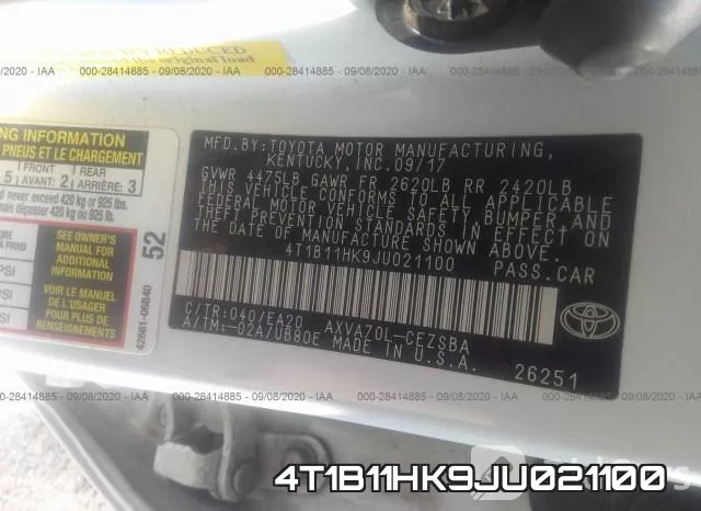 4T1B11HK9JU021100 фото 10