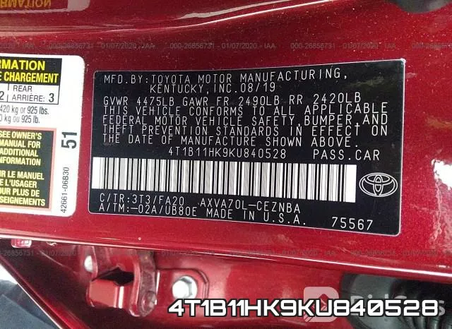 4T1B11HK9KU840528 фото 10