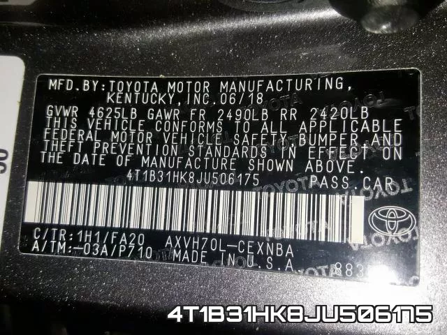 4T1B31HK8JU506175 фото 2