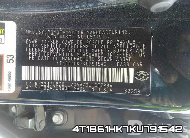 4T1B61HK7KU791542 фото 10