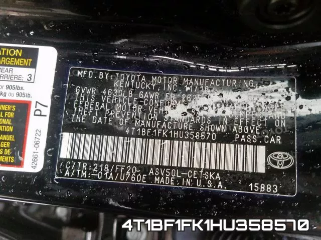 4T1BF1FK1HU358570 фото 2