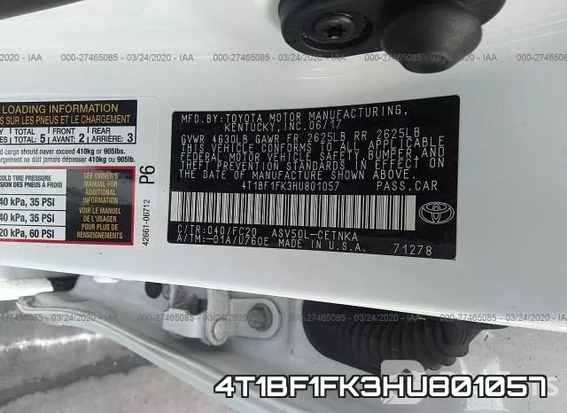 4T1BF1FK3HU801057 фото 10