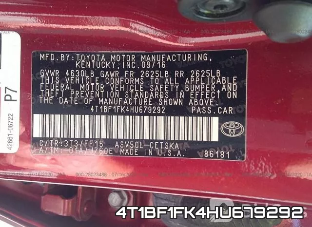 4T1BF1FK4HU679292 фото 10