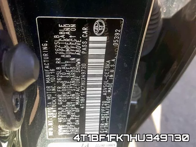 4T1BF1FK7HU349730 фото 2