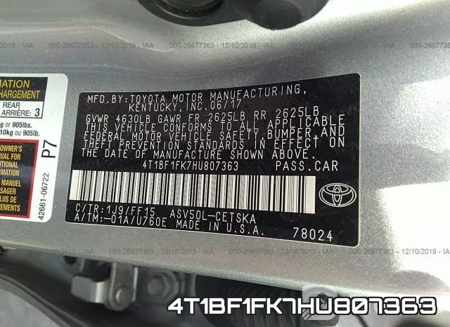4T1BF1FK7HU807363 фото 10