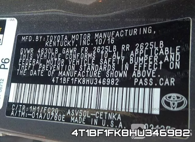 4T1BF1FK8HU346982 фото 10