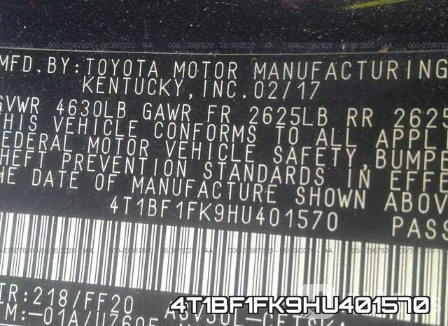 4T1BF1FK9HU401570 фото 10